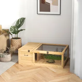 Meilleurs prix pour Pour tortues maison en bois intérieur extérieur avec toit relevable fenêtres et parois amovibles