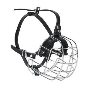 Comparer les prix de Muselières pour Chien pour Prévenir les Morsures Muselière en Fil Métallique pour Chien avec Sangles en Cuir PU Respirante Sûre black