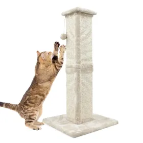 Comparer les prix de Arbre À Chat Haut Avec Balle-Poteau Griffoir Pour Chat En Sisal 40×40×81Cm,Beige