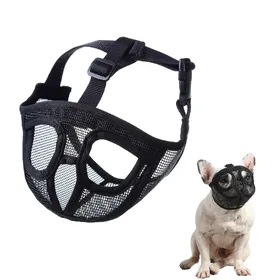 Meilleurs prix pour Muselière pour chien à museau court, muselière pour bouledogue, maille respirante réglable pour l'entraînement, mordre et aboyer Large noir
