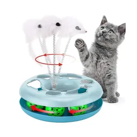 Meilleurs prix pour Jouet interactif dintérieur - JUANIO - Circuit 2 niveaux - Ø25 x H7 cm - 3 souris en peluche - Rond