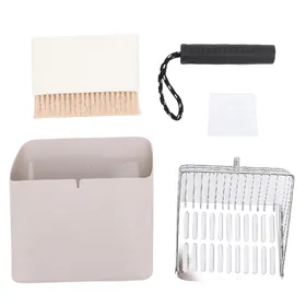 Meilleurs prix pour Kit de pelle à litière pour chat Pelle robuste pour nettoyer la litière Brosse de nettoyage portable Ensemble de support pratique white