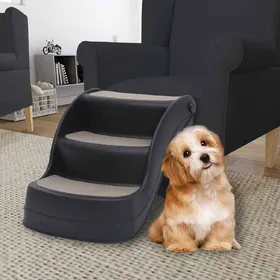 Comparer les prix de Vidaxl Escalier Pliable À 3 Marches Pour Chiens Noir