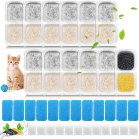 Meilleurs prix pour Lot de 12 filtres pour fontaine à chat PWF 001 2 l acier inoxydable 12 filtres et 12 éponges préfiltrées et 12 éponges