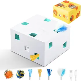 Comparer les prix de Jouet interactif électrique 3 en 1 pour chat boîte à 12 trous couleur blanche jeu de préhension cachée blanc JOUET A FRIANDISE