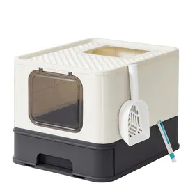 Comparer les prix de JOYFURNOS Bac à Litière Chat Fermé avec Tiroir, Maison Toilette pour Grand Chats, Design Blanc et Moderne, H: 37,8 cm