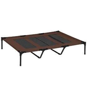 Comparer les prix de Lit sur pieds XXL pour chien chat lit de camp animal lit surélevé Oxford textilène micro-perforé dim. 122L x 92l x 23H cm marron clair