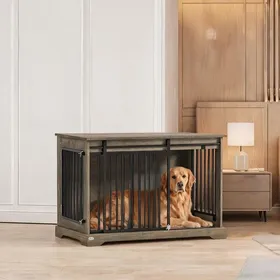 Meilleurs prix pour Meuble Cage pour Chien en Acier Thermolaqué et Panneaux de Particules Gris 100 x - Gris Acier Panneaux de particules 100 x 60 x