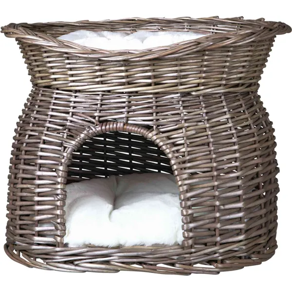 Trixie Grotte En Osier Avec Lit Pour Chat Gris 54X43X37 Cm – photo 4