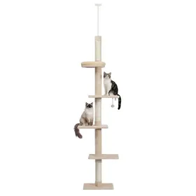 Comparer les prix de PAWZ Road Arbre à Chat au Plafond, Griffoir Sisal, Hauteur Réglable 238-275cm Beige