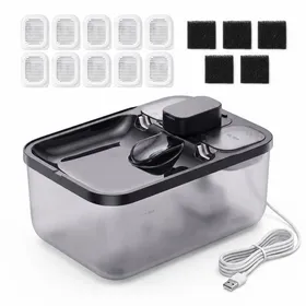Comparer les prix de Fontaine à Eau pour Chat 45 L et 10 Filtres Fontaine Silencieuse avec Filtration Noir et Blanc