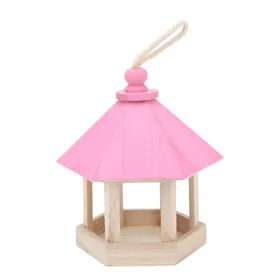 Meilleurs prix pour Mangeoire à oiseaux en bois Fabrication à la main Extérieur pour Perroquets Nichoir Mangeoire avec Toit pink