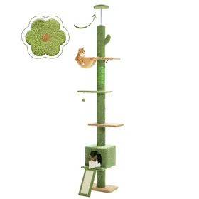 Meilleurs prix pour Arbre à Chat Réglable en Hauteur 216-273 cm Vert