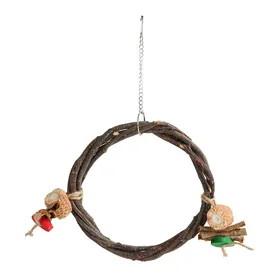Meilleurs prix pour Perchoir Balançoire en Bois pour Oiseau Branche Anneau Tissé Colorant Alimentaire Coloré Perroquet Jouet Balançoire Suspendue pour L gray