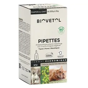 Meilleurs prix pour Biovetol Pipettes Anti puce Anti tique Chat/ Chaton Bio 1ml x6