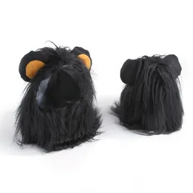 Meilleurs prix pour Costume d'Halloween avec crinière de lion pour chat, déguisement de lion, déguisement de chat, chapeau pour animaux de compagnie, décoration de fête pour petits chats et chatons, vente en gros S noir