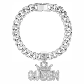 Comparer les prix de Chaîne pour chien cubaine, Collier pour chien en alliage d'aluminium, Collier doré pour chiens de petite à grande taille, Chats, Pendentif Roi Reine, Accessoire de bijoux 40cm