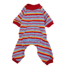 Meilleurs prix pour Pyjama Rayé pour Chien Printemps Élégant Classique Doux Respirant Combinaison 4 Pattes pour Animal de Compagnie Petit Moyen M(for 4-6.5kg)