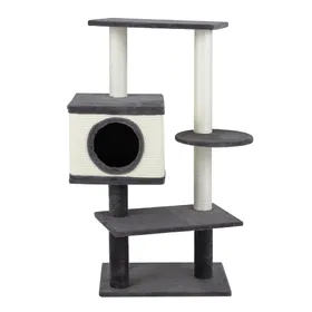 Meilleurs prix pour CostwayArbre a Chat Multiniveau 99 cm avec Griffoirs en Sisal Centre d'Activité pour Chatons d'Intérieur avec Condo Semi-Fermée Gris