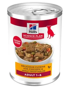 Comparer les prix de Hill's Aliment Humide Canine Adulte Ragoût au Poulet et aux Légumes pour Chiens 363 gr
