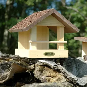 Meilleurs prix pour dobar Mangeoire à oiseaux en forme de maison avec toit en écorce