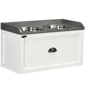 Meilleurs prix pour Station d’alimentation surélevée blanche, 2 bols inox 2 L