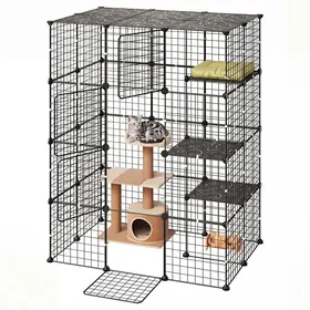Comparer les prix de Cage Chat Intérieur-VEVOR-4 Niveaux 104 1x71 1x139 7 cm Enclos Chat Noir pour 1 à 2 Chats Petits Animaux de Compagnie 4 Portes