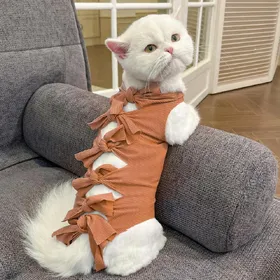 Comparer les prix de Combinaison de récupération pour chaton, Combinaison chirurgicale pour chat, Protecteur de plaie abdominale, Cône anti-léchage, Alternative au collier E pour chats mâles et femelles L (6-9kg) marron