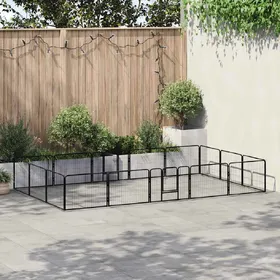 Comparer les prix de vidaXL Parc pour chiens 16 panneaux Acier 60 x 80 cm Noir