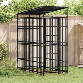 Meilleurs prix pour vidaXL Chenil d'Extérieur avec Toit pour Chiens Acier 1,84 m² Cage Enclos