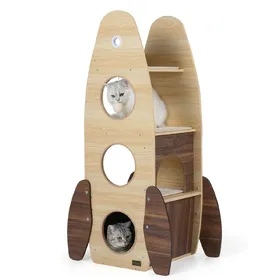 Meilleurs prix pour CostwayArbre à Chat Fusée pour Chats d'Intérieur Grand Arbre à Chats avec Condo à 2 Étages Plateforme Supérieure Tapis à Griffer en Sisal Naturel