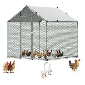 Comparer les prix de VEVOR Enclos Poulailler Métal 2x2x2 m Parc Grillagé à Poule Toit en Forme de Pente Grande Cage Extérieur pour Poules, Canards, Lapins, Volailles, dans Jardin, Ferme, avec Bâche, Verrou de Sécurité
