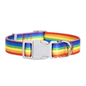 Meilleurs prix pour Laisse arc-en-ciel pour chien, grande, moyenne et petite, laisse de traction à mousqueton, collier pour animal de compagnie, sangle en nylon tissé, accessoires pour chien (as the picture,M) blue