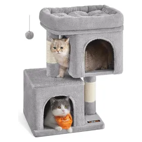 Comparer les prix de Songmics Katzenbaum Klein 67cm Sisalstämme Hellgrau (67 cm, Gris clair), Arbre à chat