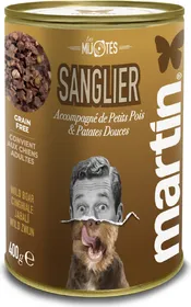 Meilleurs prix pour MARTIN Mijoté de sanglier pour chien – Pâtée chien complète, alimentation humide riche en protéines - 150g