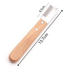 Comparer les prix de Couteau d'épilation pour animaux de compagnie, peigne professionnel pour chien, manche en bois inoxydable, couteau à dénuder, brosses de toilettage beige