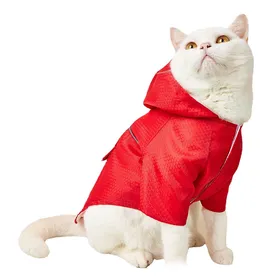 Meilleurs prix pour Imperméable à capuche pour animal de compagnie avec bande réfléchissante Trou pour laisse Vêtements de pluie imperméables pour animal de compagnie Veste pour chiot L(for 6.5-9kg) rouge