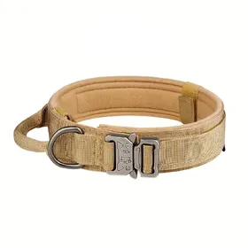 Comparer les prix de Collier Tactique pour Chien avec Poignée Collier Militaire en Nylon Réglable Confortable et Durable Robuste Pour Chiens Moyens et Grands (Khaki,L) kaki