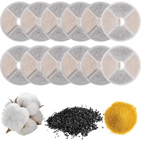 Meilleurs prix pour 12 Pcs Filtre Fontaine Chat Ronds Filtre pour Fontaine a pour Chats Filtres Chat de rechange pour chats et chiens