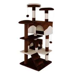 Comparer les prix de dibea Arbre à chat avec Griffoir - 62 x 62 x 130 cm - Marron/Beige