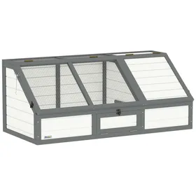 Comparer les prix de Enclos pour tortues extérieur en bois de sapin blanc 120 x 55 x 20/50 cm cabane pour tortues et lapins sans fond