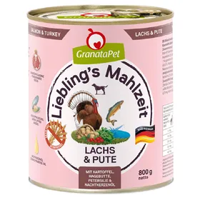 Meilleurs prix pour 12x800 g saumon, dinde GranataPet Liebling's Mahlzeit pour chien