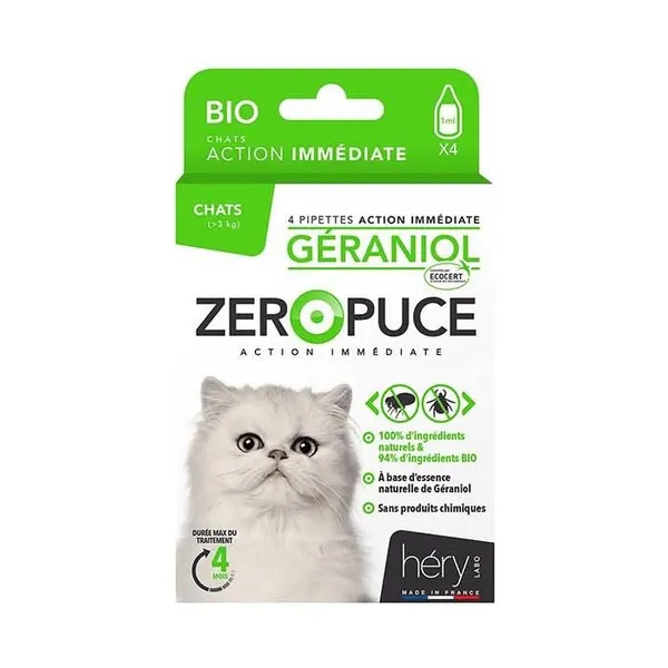 Héry Géraniol Pipettes Chat Zéro Puce 4X1 Bio – photo 3