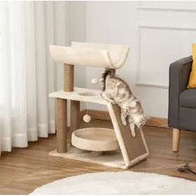 Meilleurs prix pour Arbre à chat 60 x 30 x 76 cm avec panier et jouets, naturel