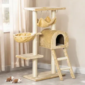 Comparer les prix de Arbre à chat stable en panneaux de particules hauteur 98 cm teinte beige - Beige Panneaux de particules 54 x 29.5 x 98 cm