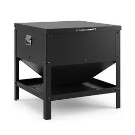 Meilleurs prix pour Costway56 L Mangeoire à Poulet en Métal 47 x 46 x 48,5 cm Distrubuteur de Nourriture en Métal Galvanisé Couvercle Rabattable Mangeoire Carrée Noir