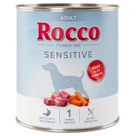 Comparer les prix de 24x800g Rocco Sensitive bœuf et carottes pâtée pour chien