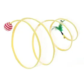 Meilleurs prix pour Tunnel pour chat plié Jouet interactif amusant Tunnel pour chat de type S pliable avec plume pour chat de compagnie beige