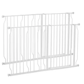 Comparer les prix de Lot de 2 barrières de sécurité PawHut pour animal longueur réglable escaliers couloirs portes sans perçage en acier et ABS blanc