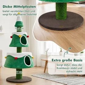 Comparer les prix de 2 niches arbre à chat sapin de Noël 156 cm griffoir en corde naturelle et jouet ressort base stable vert